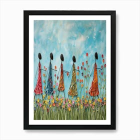 Women In Flowers Art Print