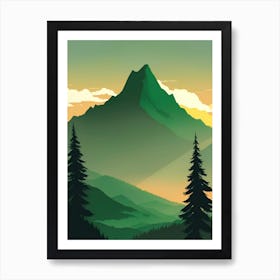 Misty Mountains Vertical Composition In Green Tone 33 Art Print