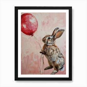 Cute Rabbit 5 With Balloon Art Print