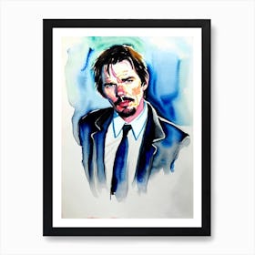 Ethan Hawke In Before Sunrise Watercolor Art Print