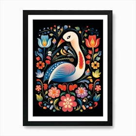 Folk Bird Illustration Swan 6 Art Print