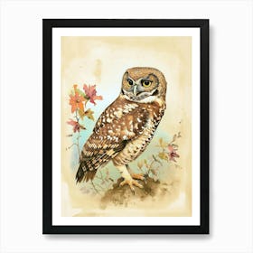 Spotted Owl Vintage Illustration 1 Art Print