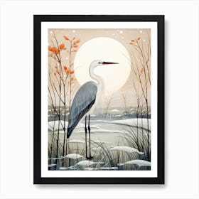 Winter Bird Painting Stork 4 Art Print