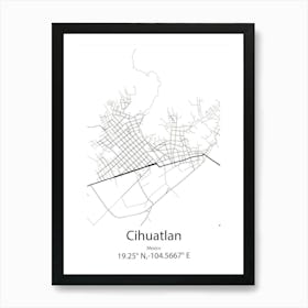 Cihuatlan,Mexico Minimalist Map Art Print