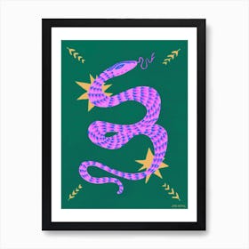 Purple Snake And Stars Art Print