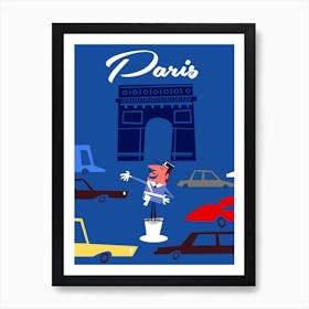 Paris Arc De Triomphe Poster Blue Art Print