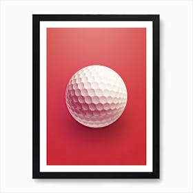 Golf Ball On Red Background Art Print