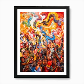 Abstract Painting Capturing The Convergence Of Diverse Human Rights And Cultures Showcasing Swirls (4) Art Print