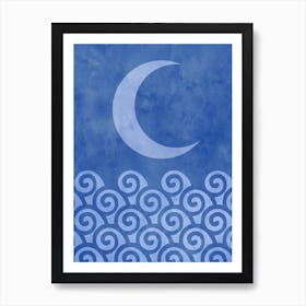 Sea and Crescent Moon Art Print