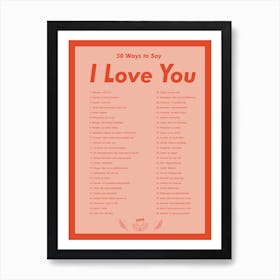 50 Ways To Say I Love You Art Print