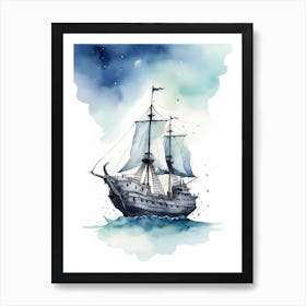 Sailing Ships Watercolor Painting (5) Art Print