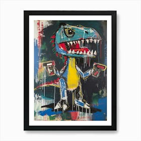 Dinosaur Paint Graffiti With Video Game Gun Controller Art Print