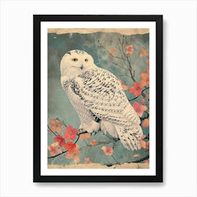 Snowy Owl Vintage Illustration 2 Art Print