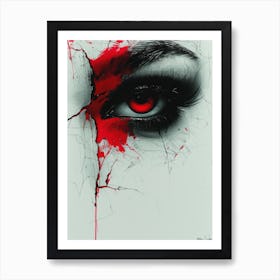 Cracked Realities: Red Ink Rendition Inspired by Chevrier and Gillen: Bloody Eye Art Print