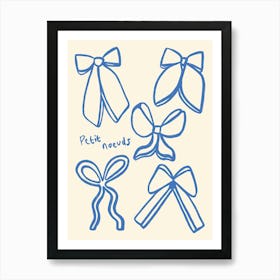 Blue Little Bows French Print Art Print