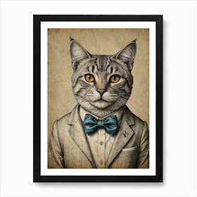 Cat In A Suit 8 Art Print