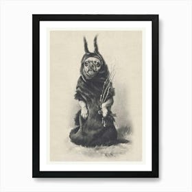 Victorian Christmas Krampus Chihuahua ~ 1900s Sketch for Greeting Cards Adorable Gothic Dog Art Print