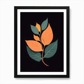 Abstract Leaves On Black Background Art Print