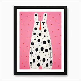 Pink Polka Dot Arctic Hare 2 Art Print