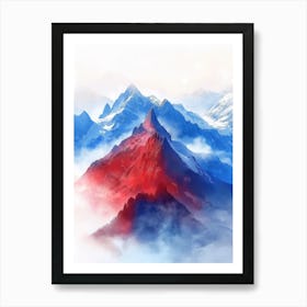 Red And Blue Mountains Art Print