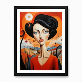 Woman In Red Art Print