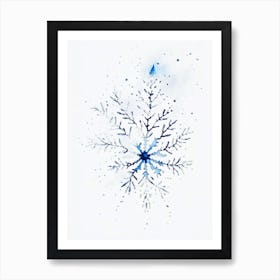 Nature, Snowflakes, Minimalist Watercolour 3 Art Print