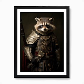 Vintage Portrait Of A Cozumel Raccoon Dressed As A Knight 4 Art Print