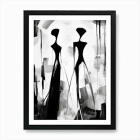 Shadows Abstract Black And White 1 Art Print