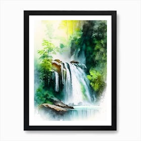 Saen Saep Waterfall, Thailand Water Colour  (1) Art Print