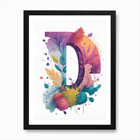 Colorful Letter D Illustration 40 Art Print