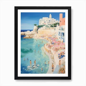 Polignano A Mare, Puglia   Italy Beach Club Lido Watercolour 2 Art Print