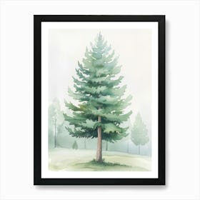 Pine Tree Atmospheric Watercolour Painting 3 Art Print