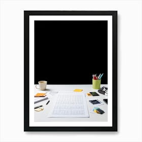 An Office Desk Laden With A Plethora Of Items Signifying A Chronically Busy Future Including Numerou (2) Art Print