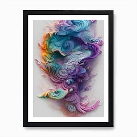 Wavy Rainbow Pastels Ai Art Art Print