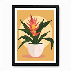 Bromeliad Plant Minimalist Illustration 1 Art Print