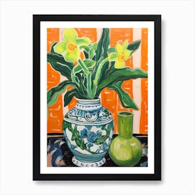 Flowers In A Vase Still Life Painting Daffodil 2 Art Print