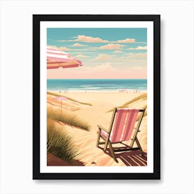 An Illustration In Pink Tones Of Outer Banks Beach North Carolina 1 Art Print