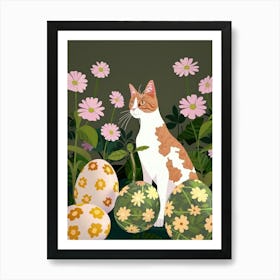 Cat And Easter Eggs 2 Art Print