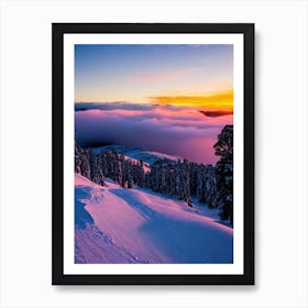 Perisher, Australia Sunrise Skiing Poster Art Print