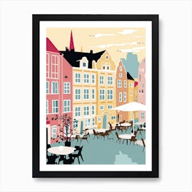 Allborg, Denmark, Flat Pastels Tones Illustration 4 Art Print