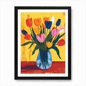 Tulip Flowers On A Table   Contemporary Illustration 4 Art Print