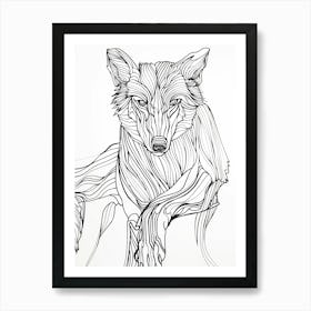Wolf Drawing animal lines art Art Print