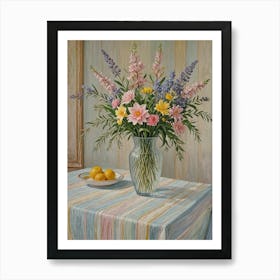 Vase Of Pastel Flowers Art Print