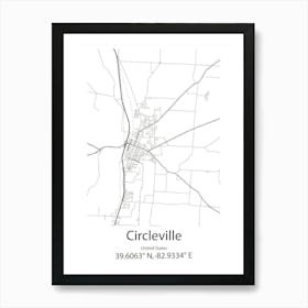 Circleville,United States Minimalist Map Art Print