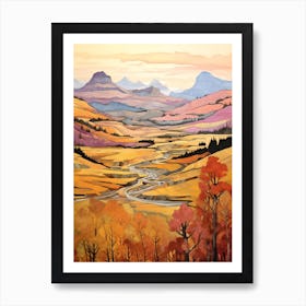 Autumn National Park Painting Glacier National Park Montana Usa 3 Art Print