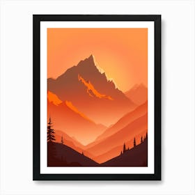 Misty Mountains Vertical Composition In Orange Tone 62 Art Print