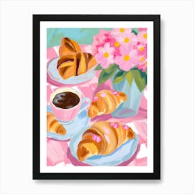 coffee and croissants Art Print