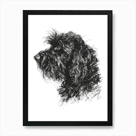 Black Russian Terrier Dog Line Sketch 2 Art Print