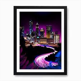 Neon city: fast lights #4 (synthwave/vaporwave/retrowave/cyberpunk) — aesthetic poster Art Print