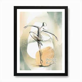 Dancer Line Drawing on Watercolor Background Art Print